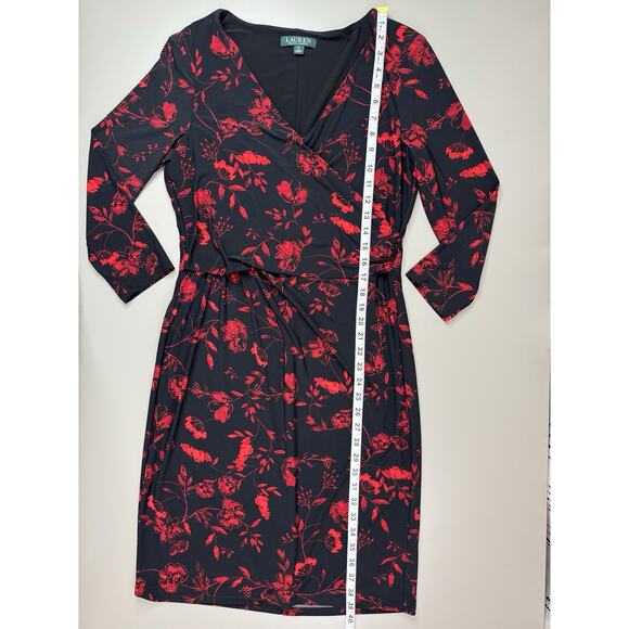 Lauren by Ralph Lauren Womens Floral Jersey Dress 10 Classic Night Out Elevated - Picture 8 of 16